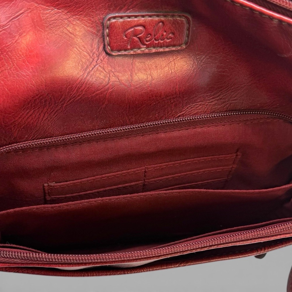 RELIC  Maroon Burgundy Faux Leather Crossbody Shoulder‎ Bag Adjustable Strap - Picture 8 of 10